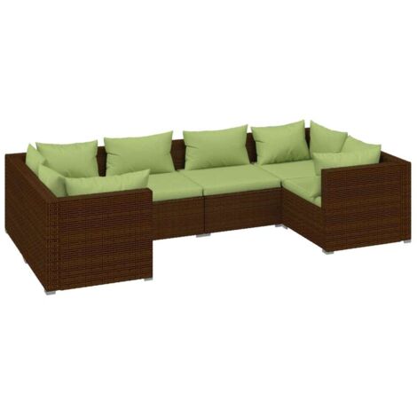Salon de jardin 6 pcs Ensemble Table et Chaise de Jardin - avec coussins Résine tressée Marron BV141496 - BonneVie (1/5)