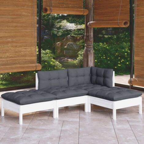 Salon de jardin 4 pcs Ensemble Table et Chaise de Jardin - avec coussins Bois de pin massif BV832539 - BonneVie (1/5)