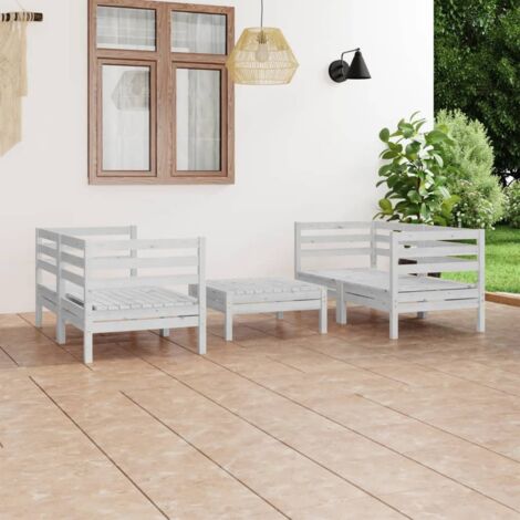 Salon de jardin 5 pcs Ensemble Table et Chaise de Jardin - Blanc Bois de pin massif BV446209 - BonneVie (1/5)