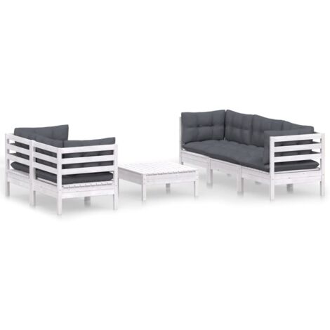 Salon de jardin 6 pcs Contemporain, Ensemble repas de jardin, avec coussins anthracite Bois de pin OIB7252E (1/5)