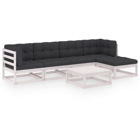 Salon de jardin 6 pcs Contemporain, Ensemble repas de jardin, avec coussins Bois de pin massif OIB4366E (1/5)