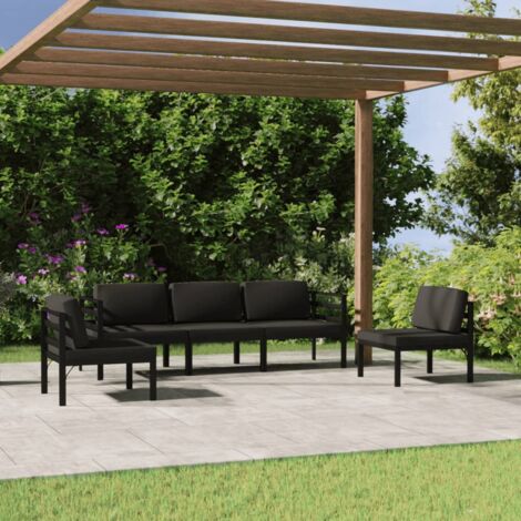 Salon de jardin 5 pcs Ensemble Table et Chaise de Jardin - avec coussins Aluminium Anthracite BV196618 - BonneVie (1/5)