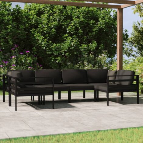 Salon de jardin 6 pcs Contemporain, Ensemble repas de jardin, avec coussins Aluminium Anthracite OIB3023E (1/5)