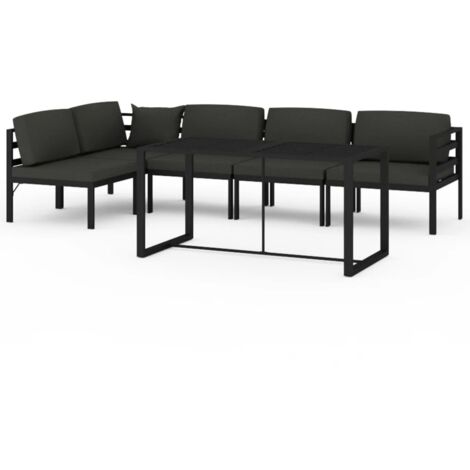 Salon de jardin 6 pcs Contemporain, Ensemble repas de jardin, avec coussins Aluminium Anthracite OIB5770E (1/5)