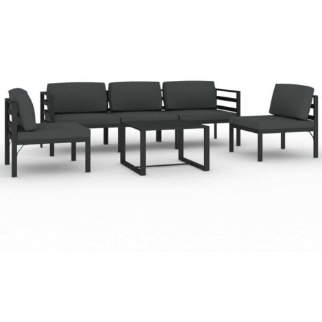 Salon de jardin 6 pcs Contemporain, Ensemble repas de jardin, avec coussins Aluminium Anthracite OIB1052E (1/5)