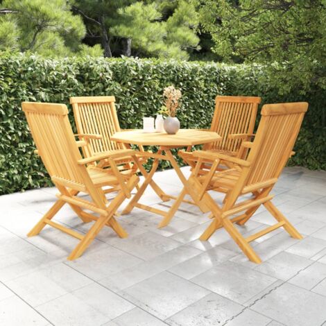 Salon de jardin 5 pcs Ensemble Table et Chaise de Jardin - Bois de teck massif BV629782 - BonneVie (1/5)