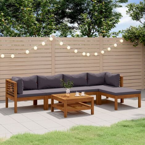 Salon de jardin 7 pcs Ensemble Table et Chaise de Jardin - avec coussin Bois d'acacia solide BV753753 - BonneVie (1/5)