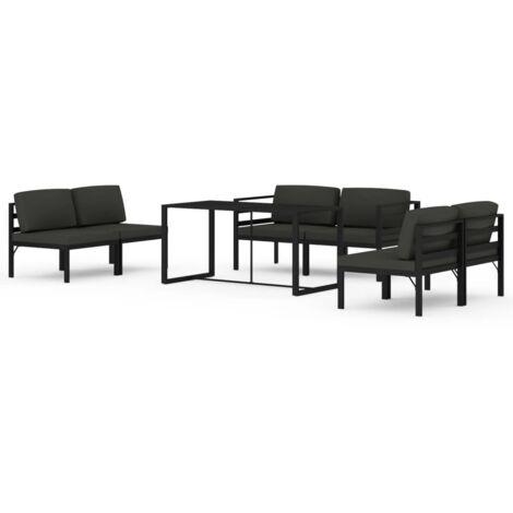 Salon de jardin 7 pcs Contemporain, Ensemble repas de jardin, avec coussins Aluminium Anthracite OIB4889E (1/5)