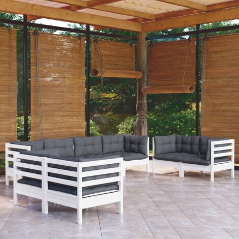 Salon de jardin 8 pcs Ensemble Table et Chaise de Jardin - avec coussins Bois de pin massif BV111784 - BonneVie (1/5)