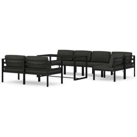 Salon de jardin 8 pcs Contemporain, Ensemble repas de jardin, avec coussins Aluminium Anthracite OIB9162E (1/5)