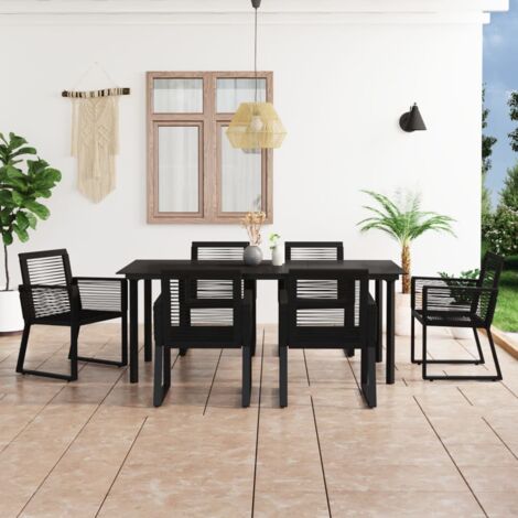 Salon de jardin 7 pcs Ensemble Table et Chaise de Jardin - Rotin PVC Noir BV668767 - BonneVie (1/5)