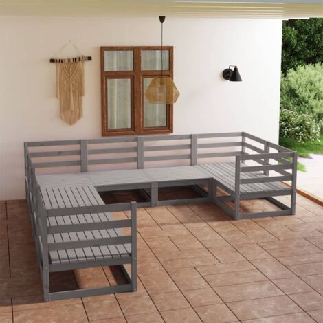 Salon de jardin 8 pcs Ensemble Table et Chaise de Jardin - Bois de pin massif BV288853 - BonneVie (1/5)
