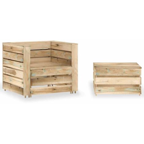 Salon de jardin palette 2 pcs Meuble de jardin Mobilier de jardin Bois de pin imprégné 41152 (1/5)