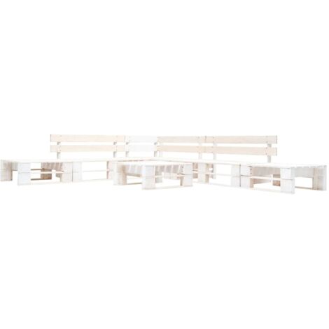Salon de jardin palette 6 pcs Contemporain, Ensemble repas de jardin, Bois Blanc OIB5316E (1/4)