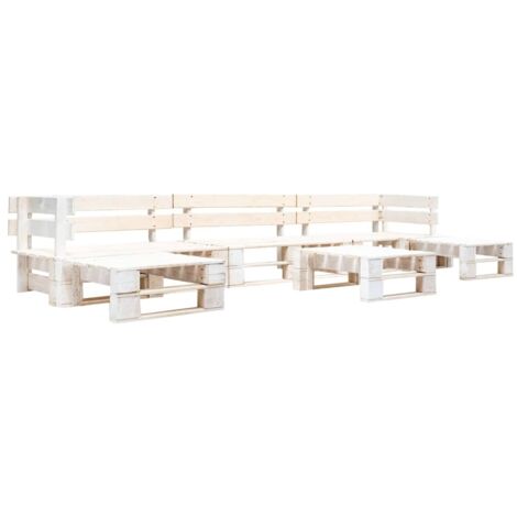 Salon de jardin palette 6 pcs Contemporain, Ensemble repas de jardin, Bois Blanc OIB9442E (1/4)