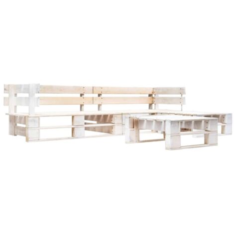 Salon de jardin palette 4 pcs Ensemble Table et Chaise de Jardin - Bois Blanc BV530256 - BonneVie (1/4)