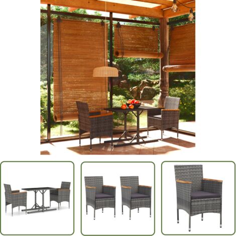 Furniture Limited - Ensemble à manger de jardin 3 pcs Gris (1/5)