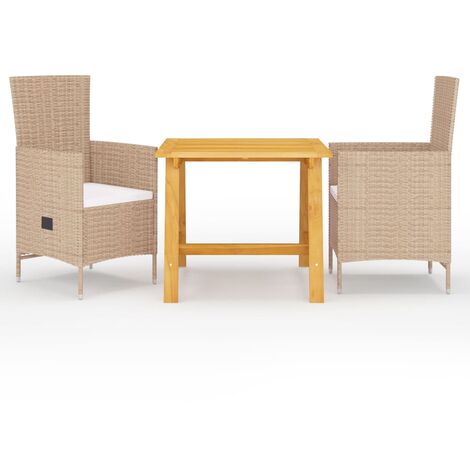 Ensemble de salle à manger de jardin 3 pcs Beige 8 (1/5)