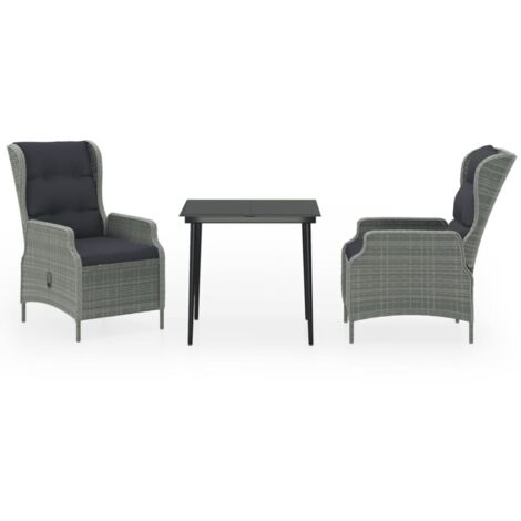 Ensemble Table et Chaise de Jardin Salon de jardin 3 pcs Gris clair 60692 (1/5)