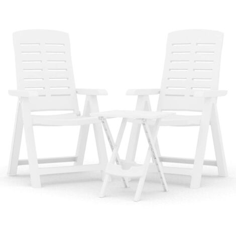 Ensemble Table et Chaise de Jardin  Salon de jardin 3 pcs Blanc Polypropylène 61981 (1/5)