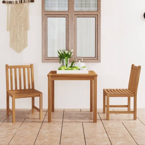 Ensemble Table et Chaise de Jardin Salon de jardin 3 pcs Bois de teck solide 67482 (1/5)