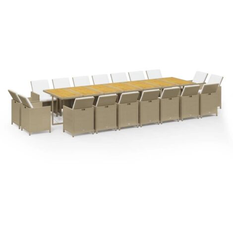 Ensemble Table et Chaise de Jardin Salon de jardin coussins 19 pcs Beige Résine tressée 85563 (1/5)