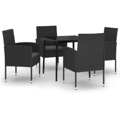 Ensemble Table et Chaise de Jardin Salon de jardin 5 pcs Noir 83958 (1/5)