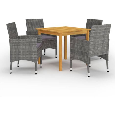 Ensemble Table et Chaise de Jardin 5 pcs - Ensemble de salle à manger de jardin Gris BV403883 - BonneVie (1/5)