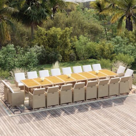 Ensemble Table et Chaise de Jardin Salon de jardin coussins 21 pcs Beige Résine tressée 36310 (1/5)