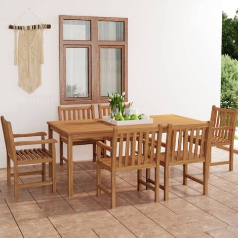 Ensemble Table et Chaise de Jardin Salon de jardin 7 pcs Bois de teck solide 37743 (1/5)