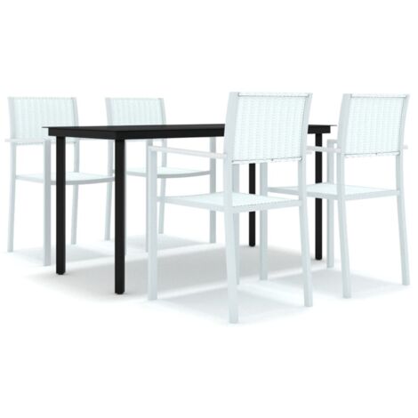 Ensemble Table et Chaise de Jardin  Salon de jardin 5 pcs Blanc 36466 (1/5)