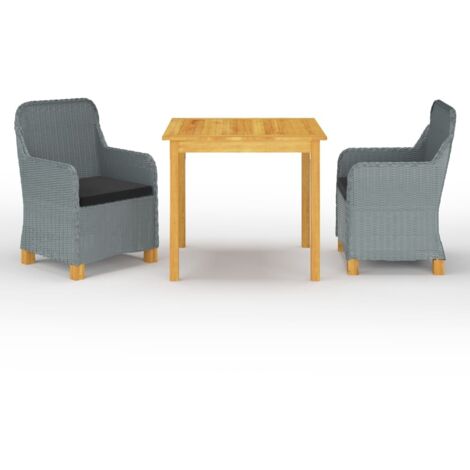 Ensemble Table et Chaise de Jardin Salon de jardin 3 pcs Gris clair 80534 (1/5)