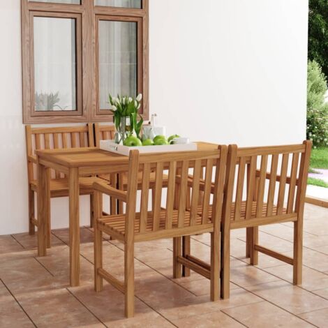 Ensemble Table et Chaise de Jardin Salon de jardin 5 pcs Bois de teck solide 40947 (1/5)