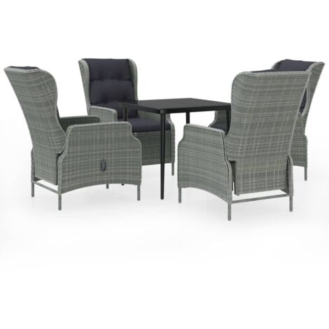 Ensemble Table et Chaise de Jardin Salon de jardin 5 pcs Gris clair 96191 (1/5)