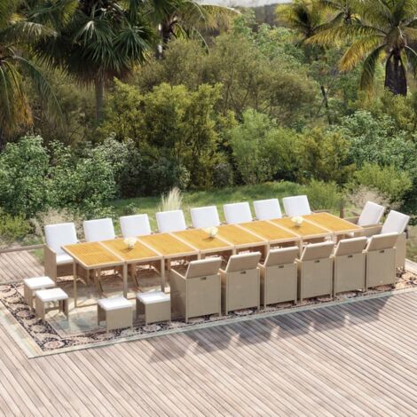 Ensemble Table et Chaise de Jardin Salon de jardin coussins 21 pcs Beige Résine tressée 39615 (1/5)