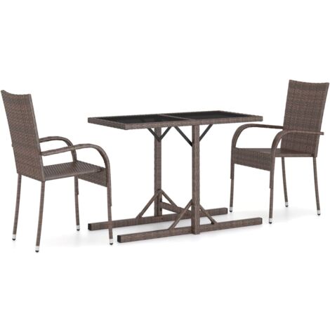 Ensemble Table et Chaise de Jardin Salon de jardin 3 pcs Marron 32620 (1/5)