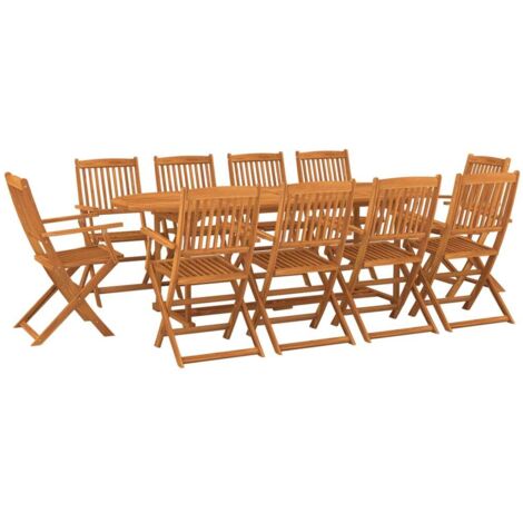 Ensemble Table et Chaise de Jardin Salon de jardin 11 pcs Bois d'acacia massif 75639 (1/5)