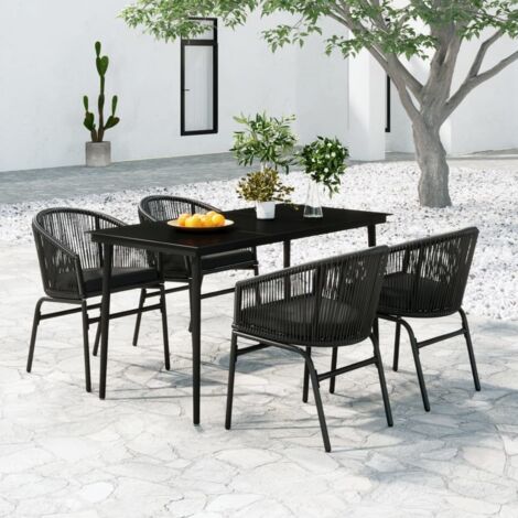 Ensemble Table et Chaise de Jardin 5 pcs - Ensemble de salle à manger de jardin Noir BV595758 - BonneVie (1/5)