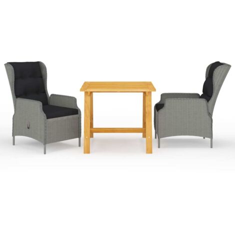 Ensemble Table et Chaise de Jardin Salon de jardin 3 pcs Gris clair 76107 (1/5)