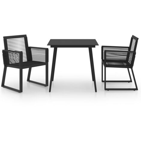 Ensemble Table et Chaise de Jardin  Salon de jardin 3 pcs Rotin PVC Noir 76685 (1/5)