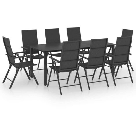 Ensemble Table et Chaise de Jardin  Salon de jardin 9 pcs Noir 91869 (1/5)