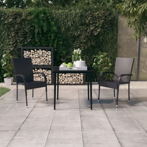 Ensemble Table et Chaise de Jardin  Salon de jardin 3 pcs Noir 72717 (1/5)