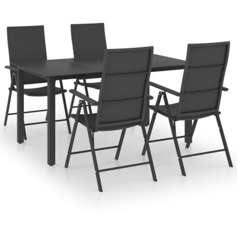 Ensemble Table et Chaise de Jardin Salon de jardin 5 pcs Noir 74248 (1/5)