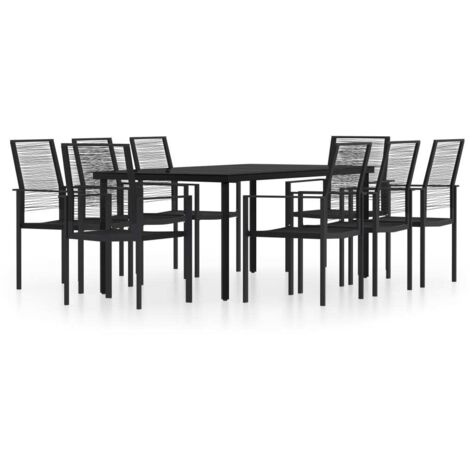 Ensemble Table et Chaise de Jardin Salon de jardin 9 pcs Noir 22739 (1/5)
