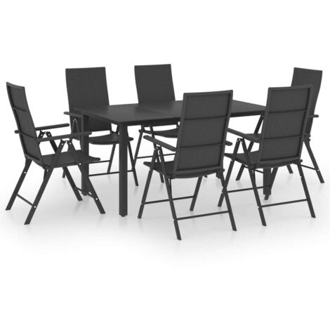 Ensemble Table et Chaise de Jardin Salon de jardin 7 pcs Noir 15276 (1/5)