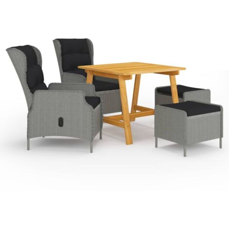 Ensemble Table et Chaise de Jardin Salon de jardin 5 pcs Gris clair 58933 (1/5)