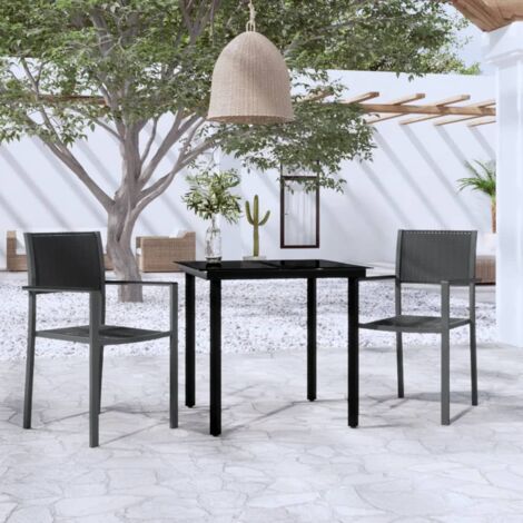 FIMEI Ensemble de salle à manger de jardin 3 pcs Noir (1/5)