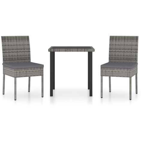 INLIFE Ensemble de salle à manger de jardin 3 pcs Résine tressée Gris (1/5)