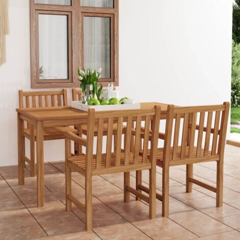 Ensemble Table et Chaise de Jardin Salon de jardin 5 pcs Bois de teck solide 20136 (1/5)