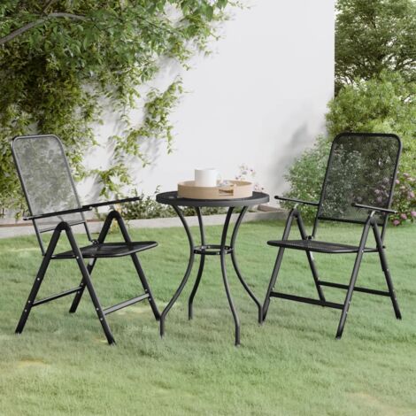 Ensemble Table et Chaise de Jardin Salon de jardin 3 pcs Maille Métal Anthracite 54041 (1/5)